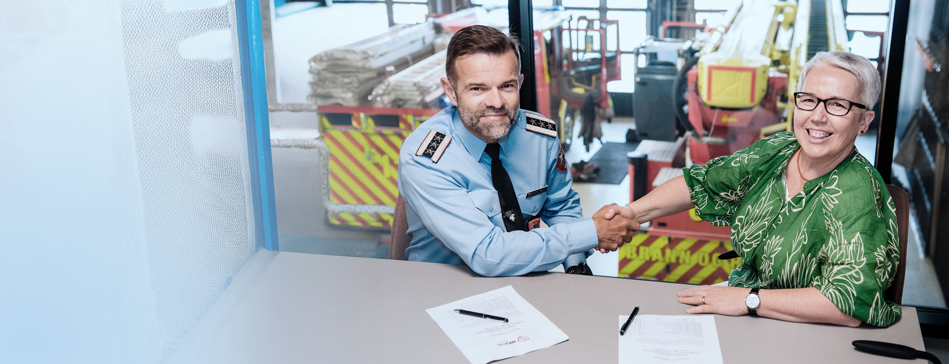PR header picture, showing Gunnar Pedersen, Chairman of the Board of NKS110 IKS & Monika Haselbacher, COO Frequentis. © NKS110, Nicolas Tourrenc