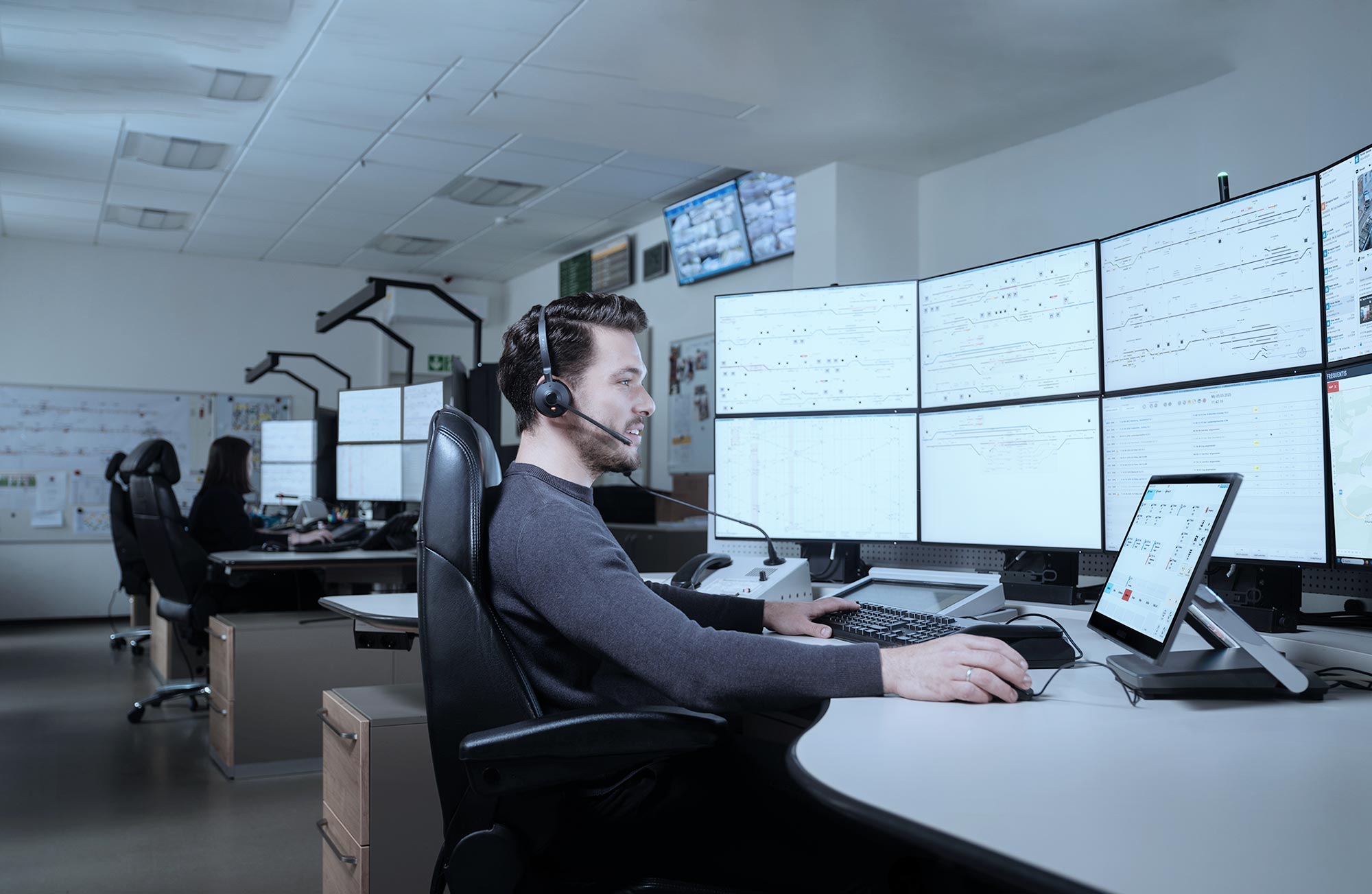 Public Transport Operations Communications header picture, showing the inside of a control centre
