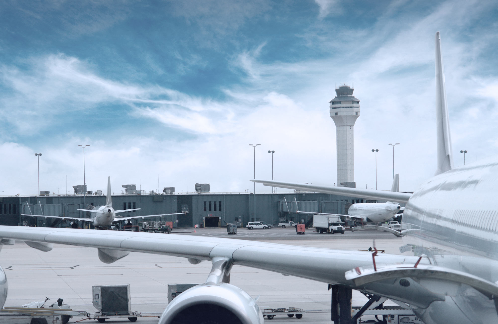 Airport airside header picture, showing an airport