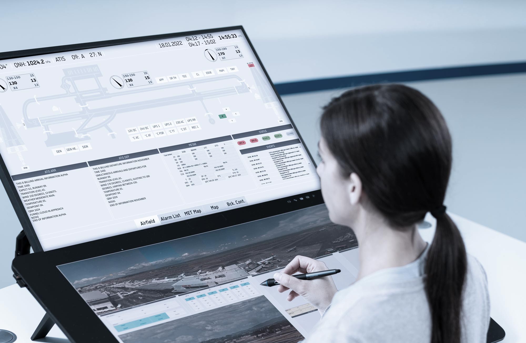 Integrated information & control - smartTOOLs header picture, showing a woman operating the systems