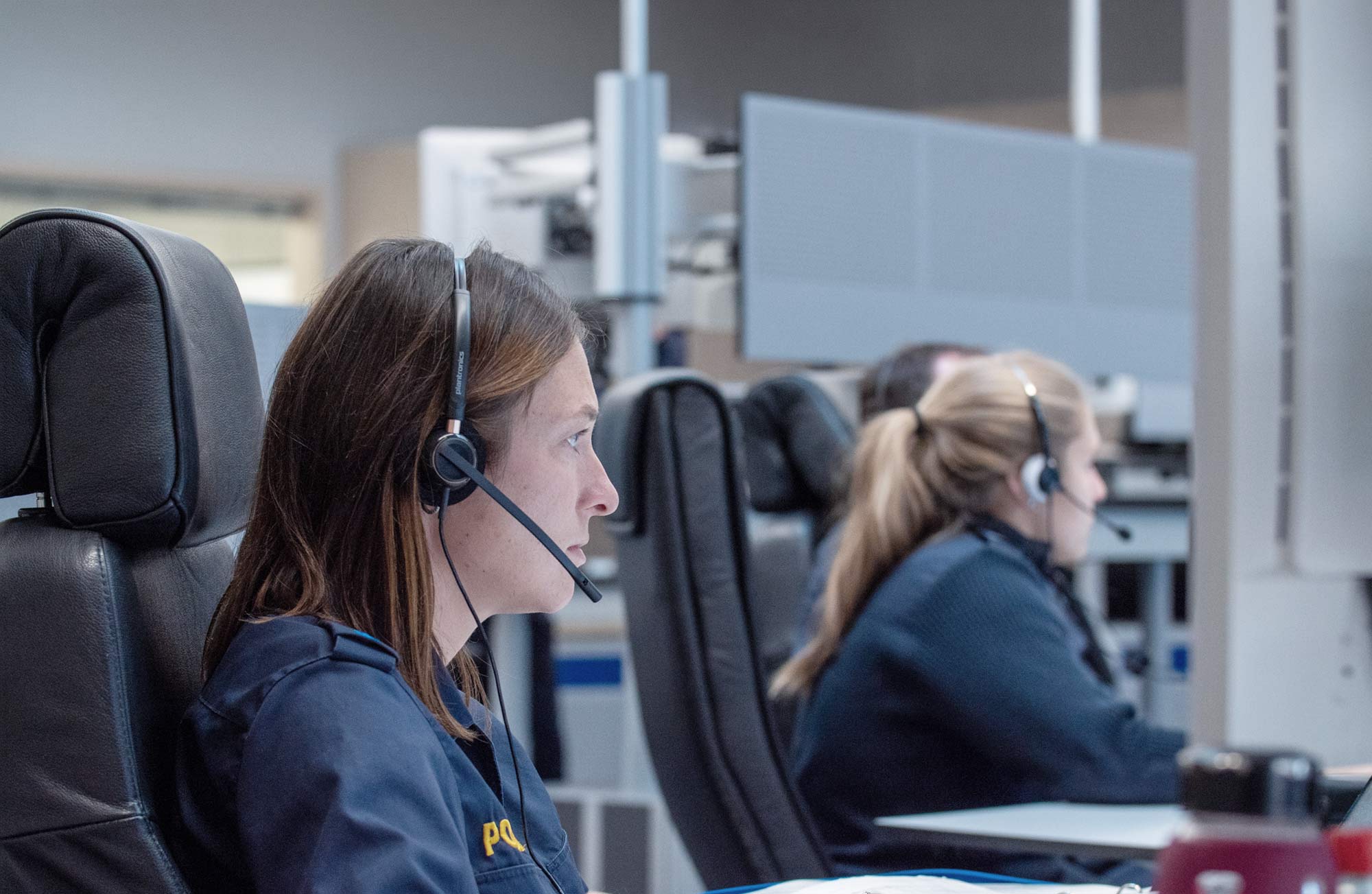 header picture Recording for Public Safety, showing two women with headsets 
