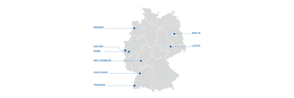 map about Frequentis in Germany, showing where the offices are located