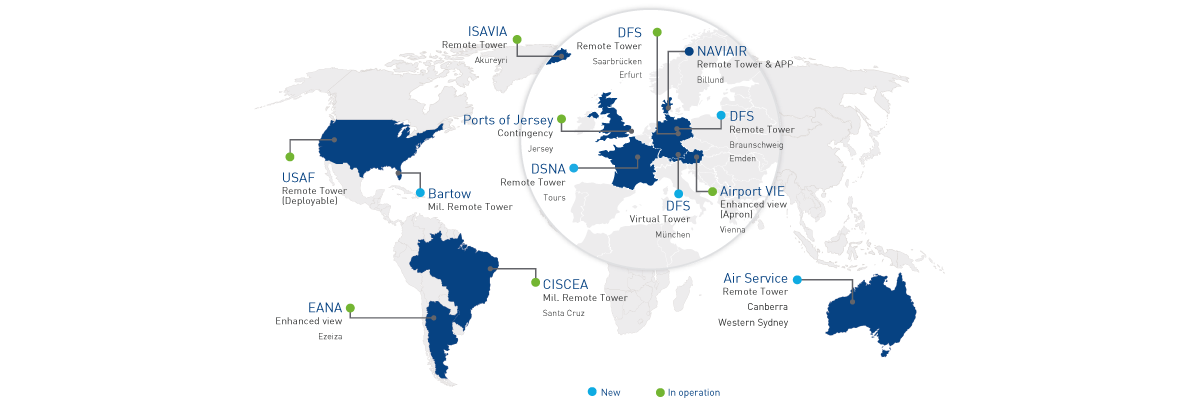 Deployed solutions around the world, showing Frequentis references