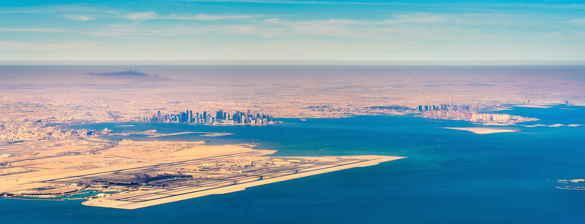 bird view of Qatar airport