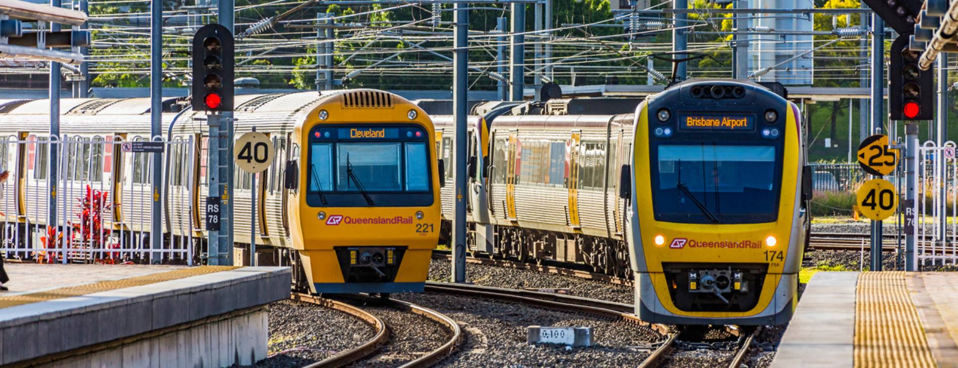 two yellow trains of queensland rail 