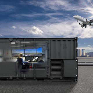 teaser picture for the webinar: eXplore Keeping airports operational with Deployable Digital Towers, showing the setting of a deployable digital tower